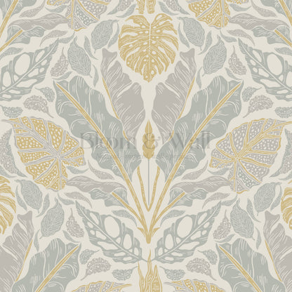 Elvie Tropic Heritage Gold Sage Wallpaper