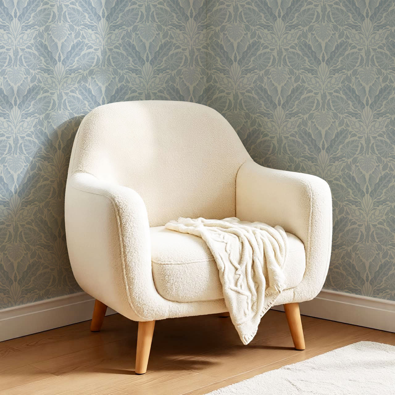 Elvie Tropic Heritage Blue Wallpaper