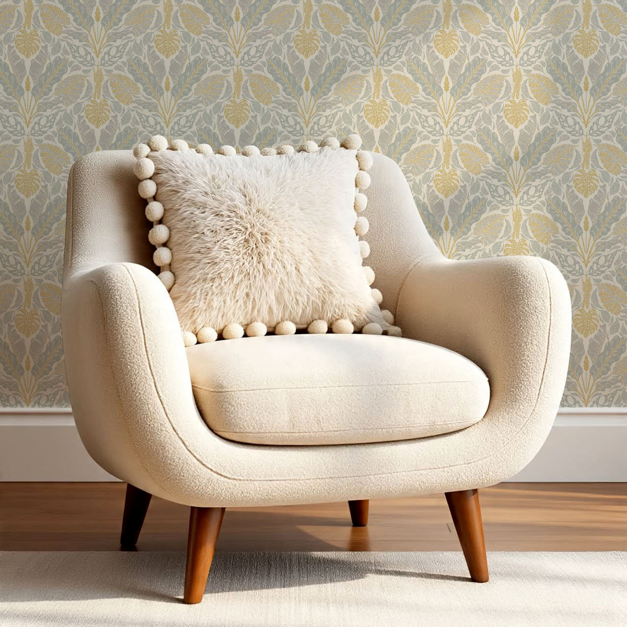 Elvie Tropic Heritage Gold Sage Wallpaper