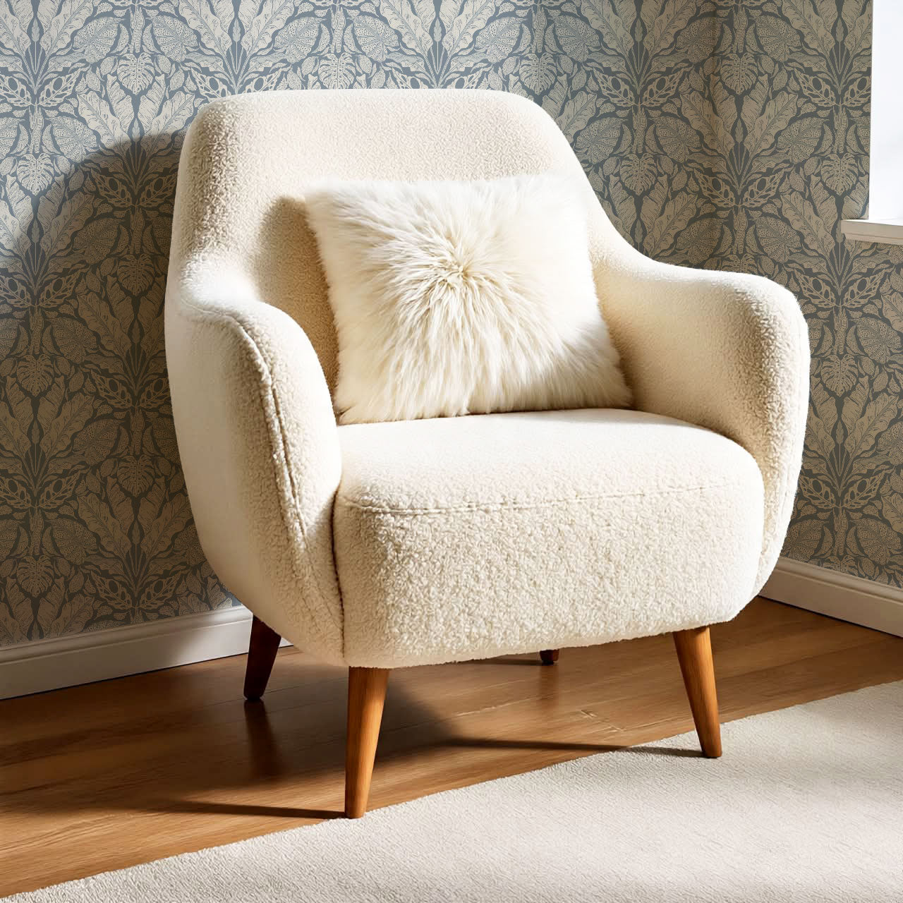 Elvie Tropic Heritage French Blue Wallpaper