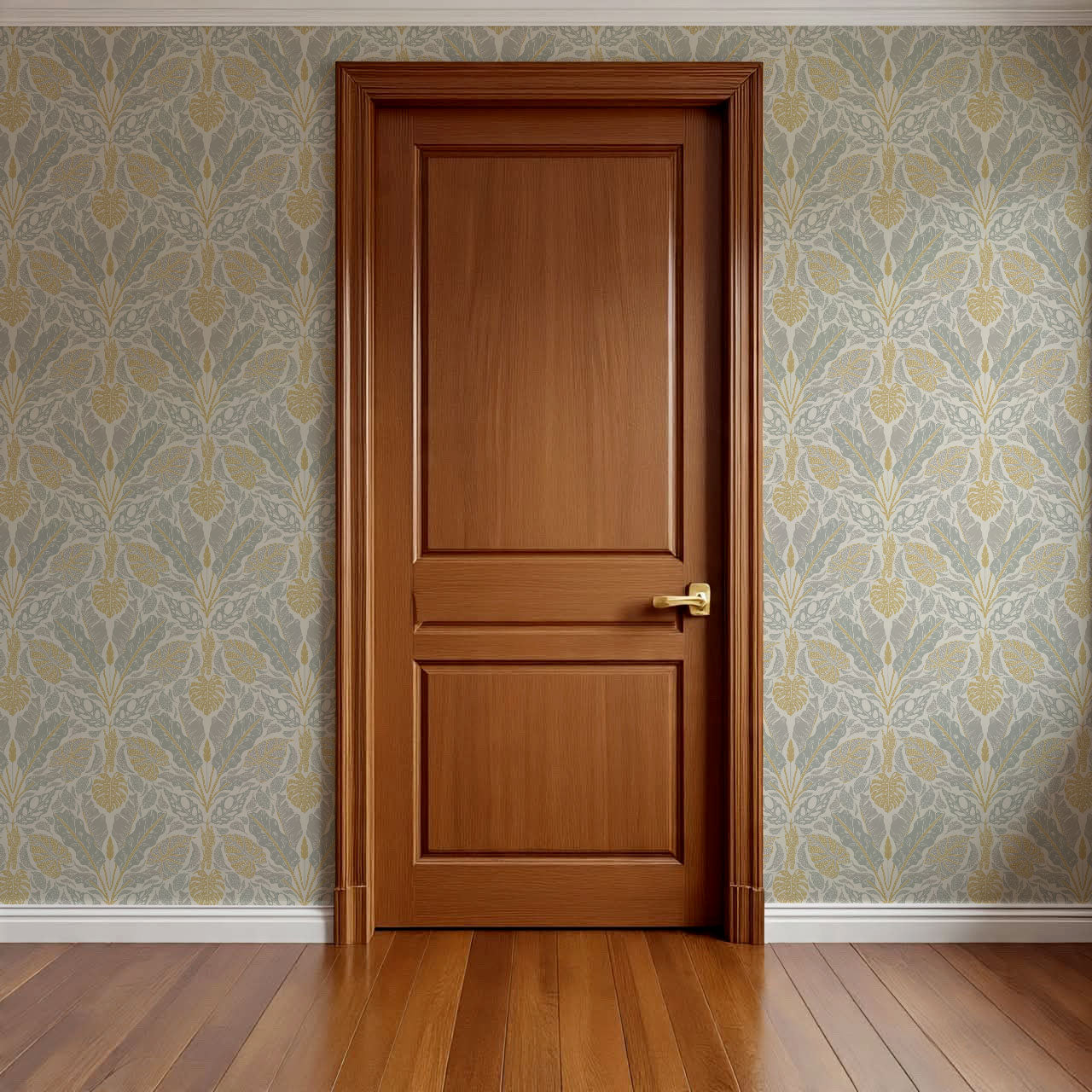 Elvie Tropic Heritage Gold Sage Wallpaper
