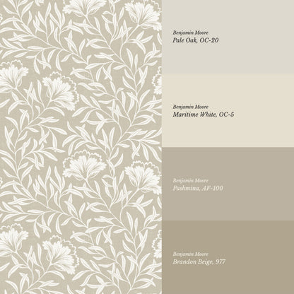 Emerson Bloom Vines Neutral Beige Wallpaper