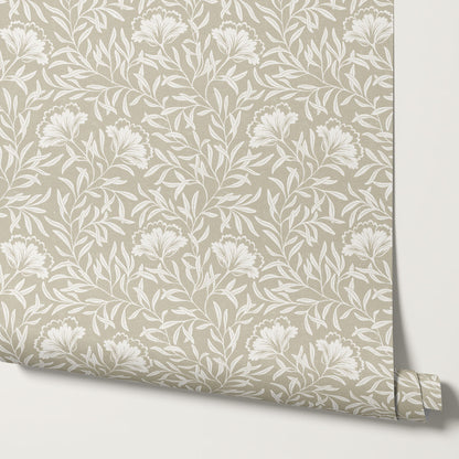Emerson Bloom Vines Neutral Beige Wallpaper