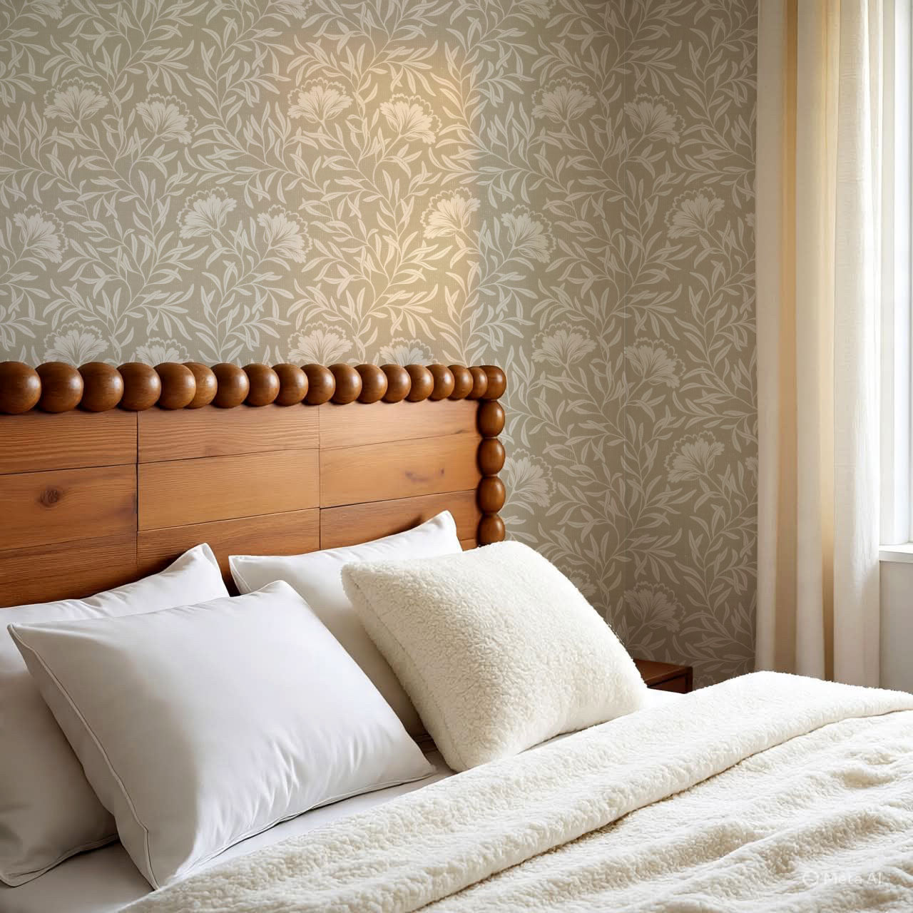 Emerson Bloom Vines Neutral Beige Wallpaper