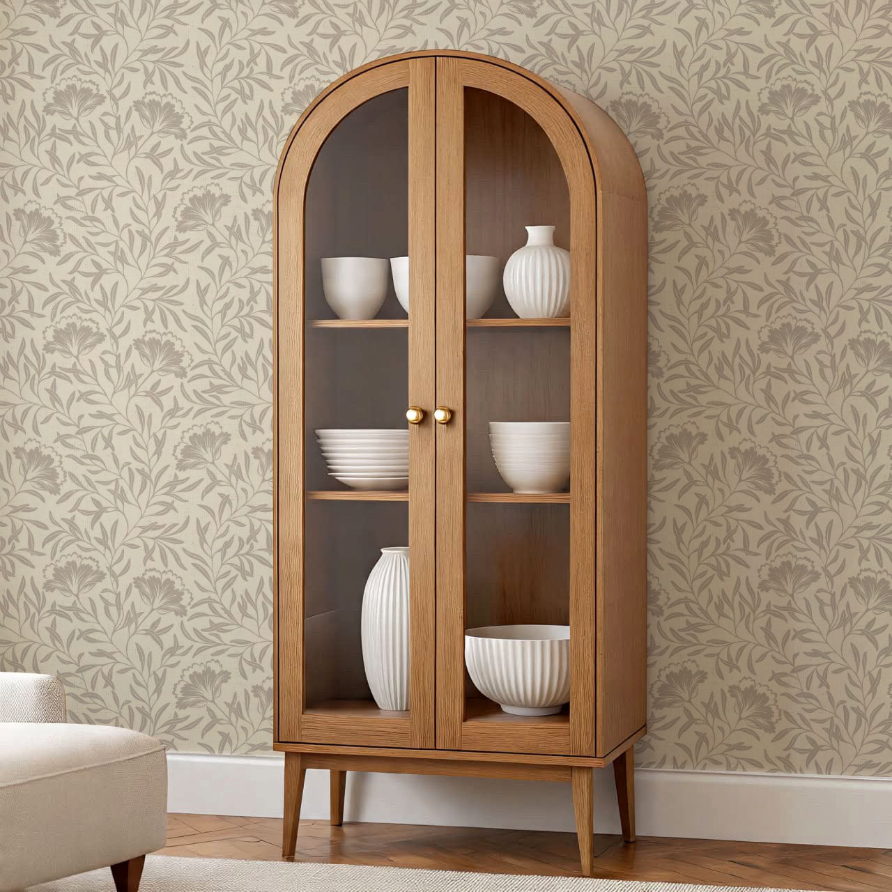 Emerson Bloom Vines Harbor Beige Wallpaper