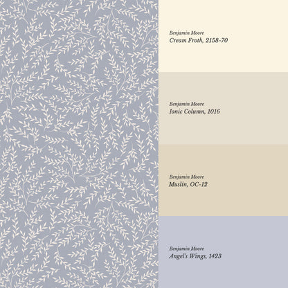 Emery Leaf & Vine Chambray Blue Wallpaper
