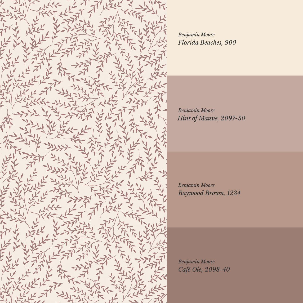 Emery Leaf & Vine Rose Wallpaper