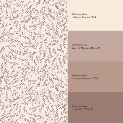 Emery Leaf & Vine Rose Wallpaper