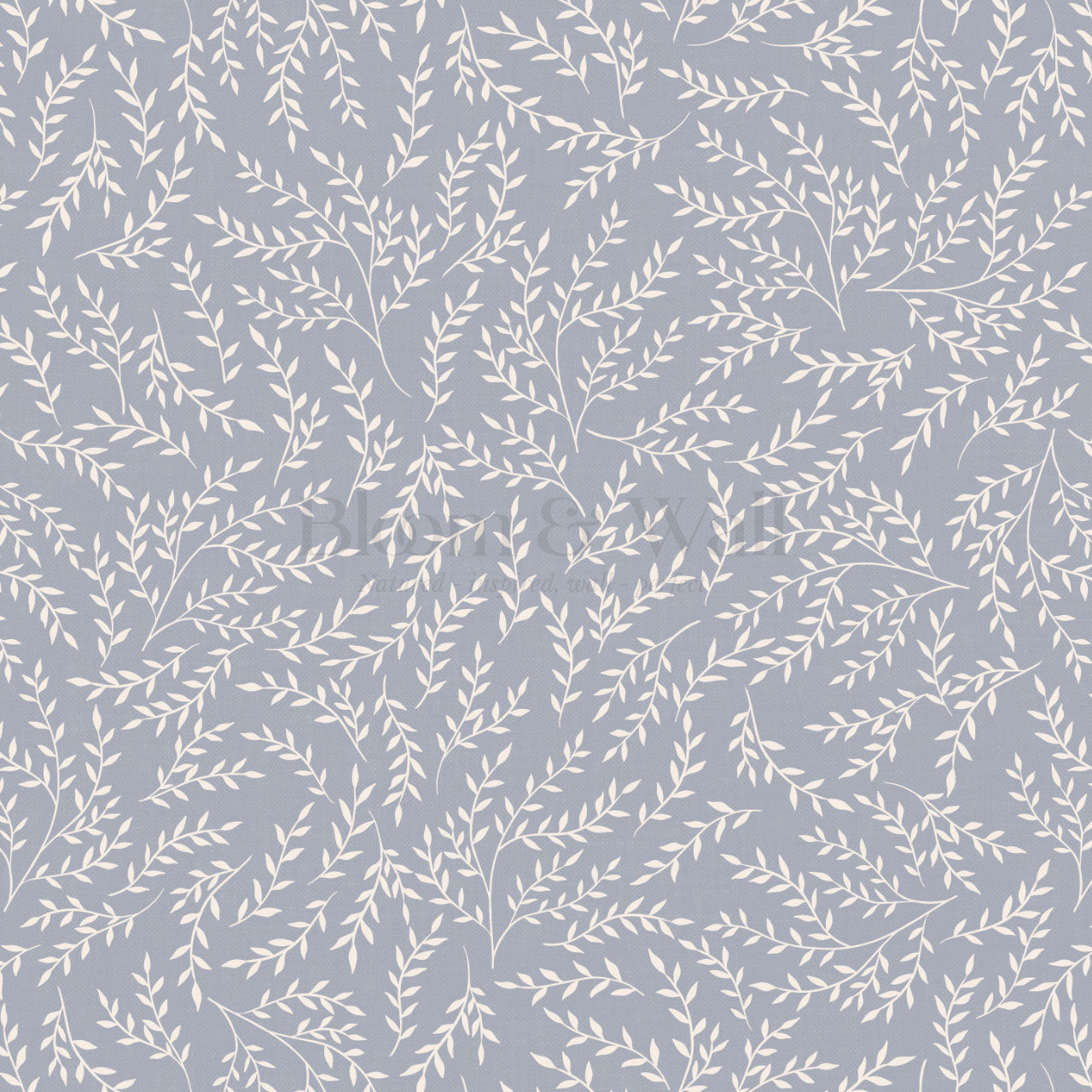 Emery Leaf & Vine Chambray Blue Wallpaper