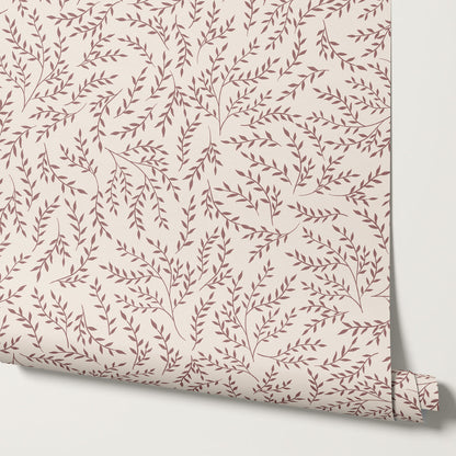 Emery Leaf & Vine Rose Wallpaper