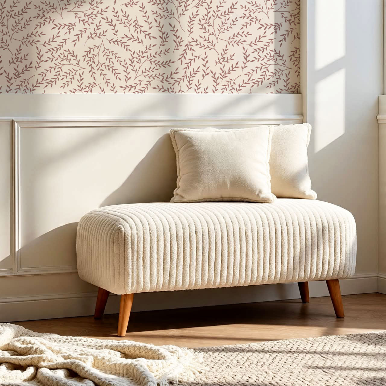 Emery Leaf & Vine Rose Wallpaper