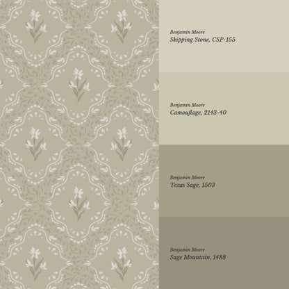 Emilia Heritage Bloom Olive Wallpaper