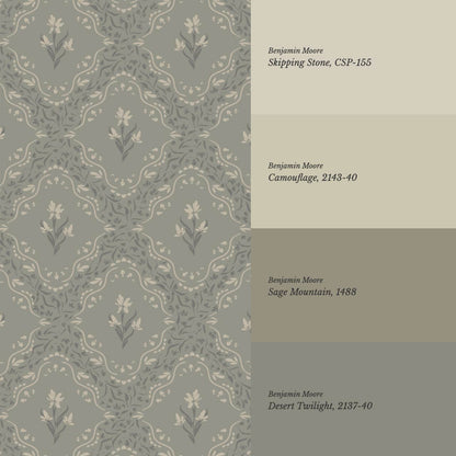 Emilia Heritage Bloom Vintage Sage Wallpaper