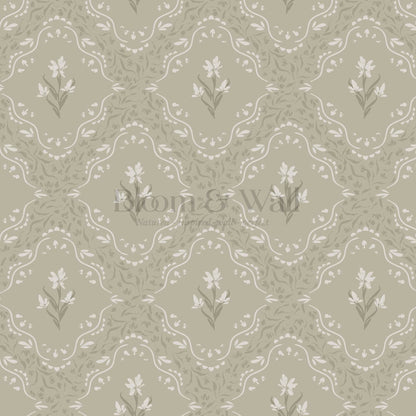 Emilia Heritage Bloom Olive Wallpaper