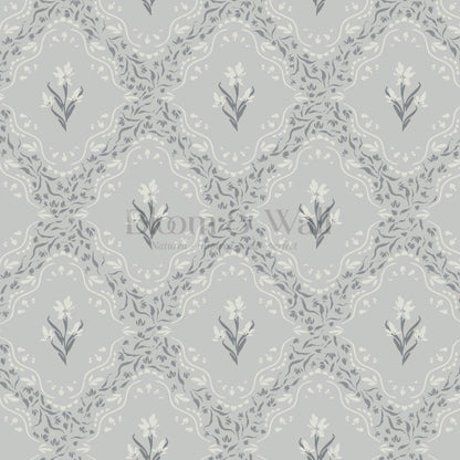 Emilia Heritage Bloom Slate Silver Wallpaper