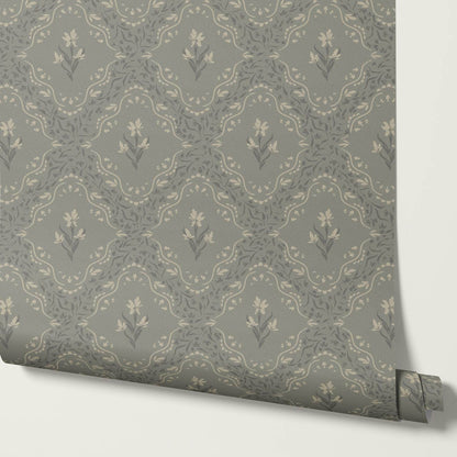 Emilia Heritage Bloom Vintage Sage Wallpaper