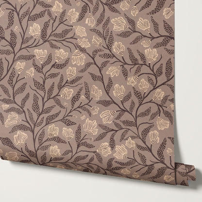 Emiliana Vines Mauve Sand Wallpaper
