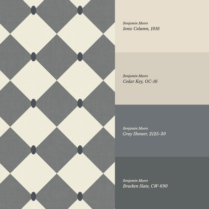 Emma Diamonds Dove Slate Cream Wallpaper