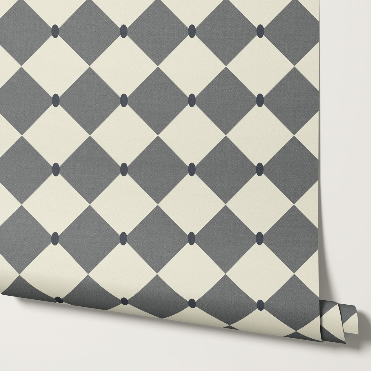 Emma Diamonds Dove Slate Cream Wallpaper