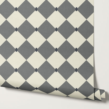 Emma Diamonds Dove Slate Cream Wallpaper