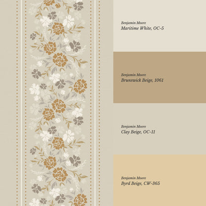 Emmeline Dotted Blooming Beige Vines Wallpaper