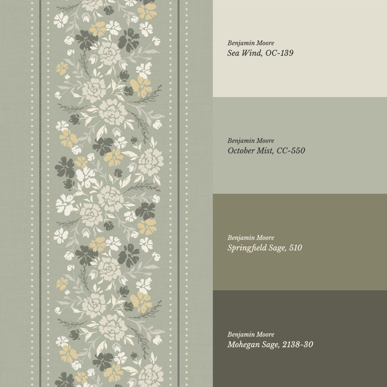 Emmeline Dotted Blooming Sage Vines Wallpaper