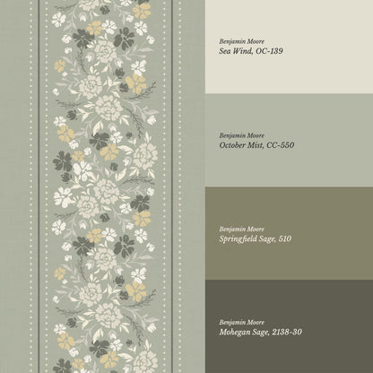 Emmeline Dotted Blooming Sage Vines Wallpaper
