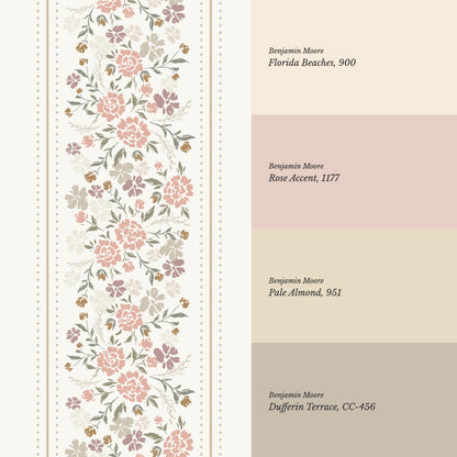 Emmeline Dotted Blooming Blush Vines Wallpaper