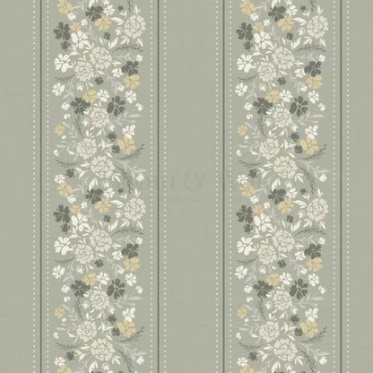 Emmeline Dotted Blooming Sage Vines Wallpaper