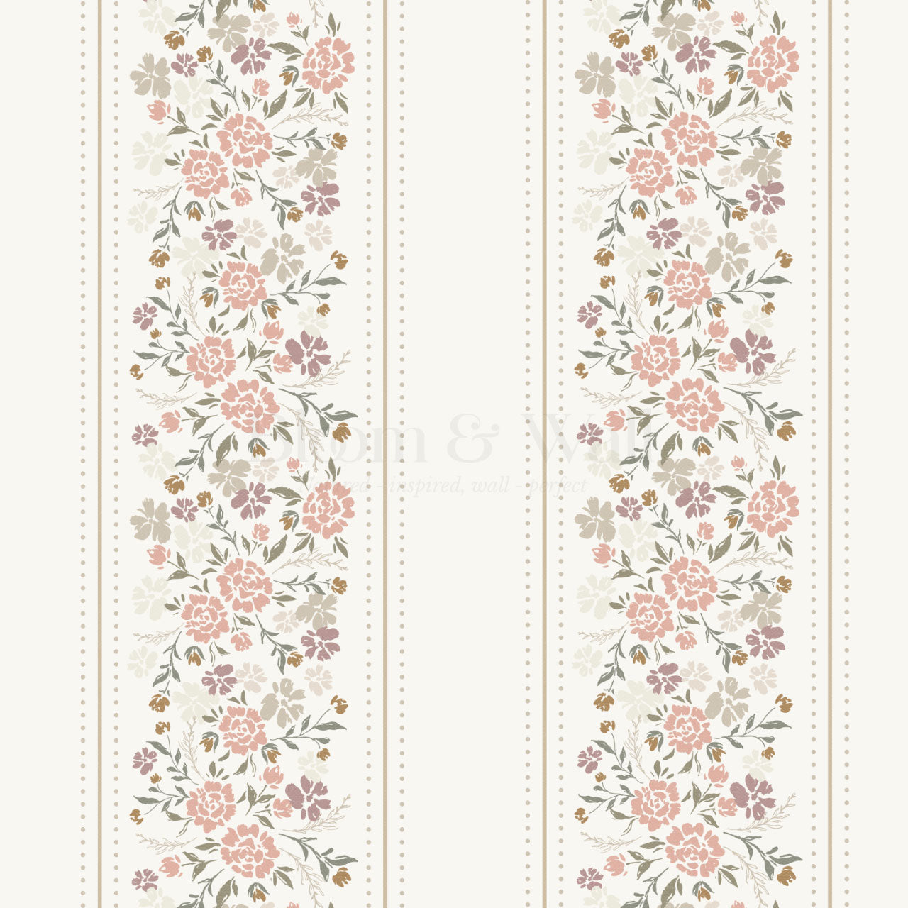 Emmeline Dotted Blooming Blush Vines Wallpaper