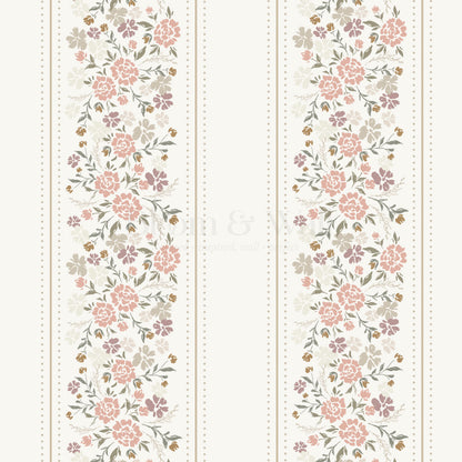 Emmeline Dotted Blooming Blush Vines Wallpaper