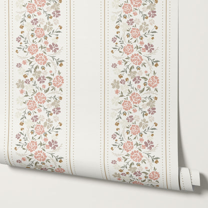 Emmeline Dotted Blooming Blush Vines Wallpaper