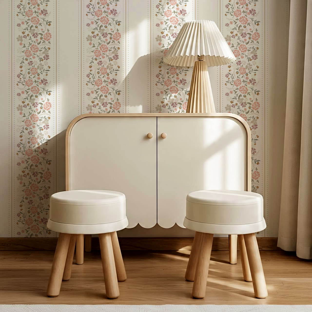 Emmeline Dotted Blooming Blush Vines Wallpaper