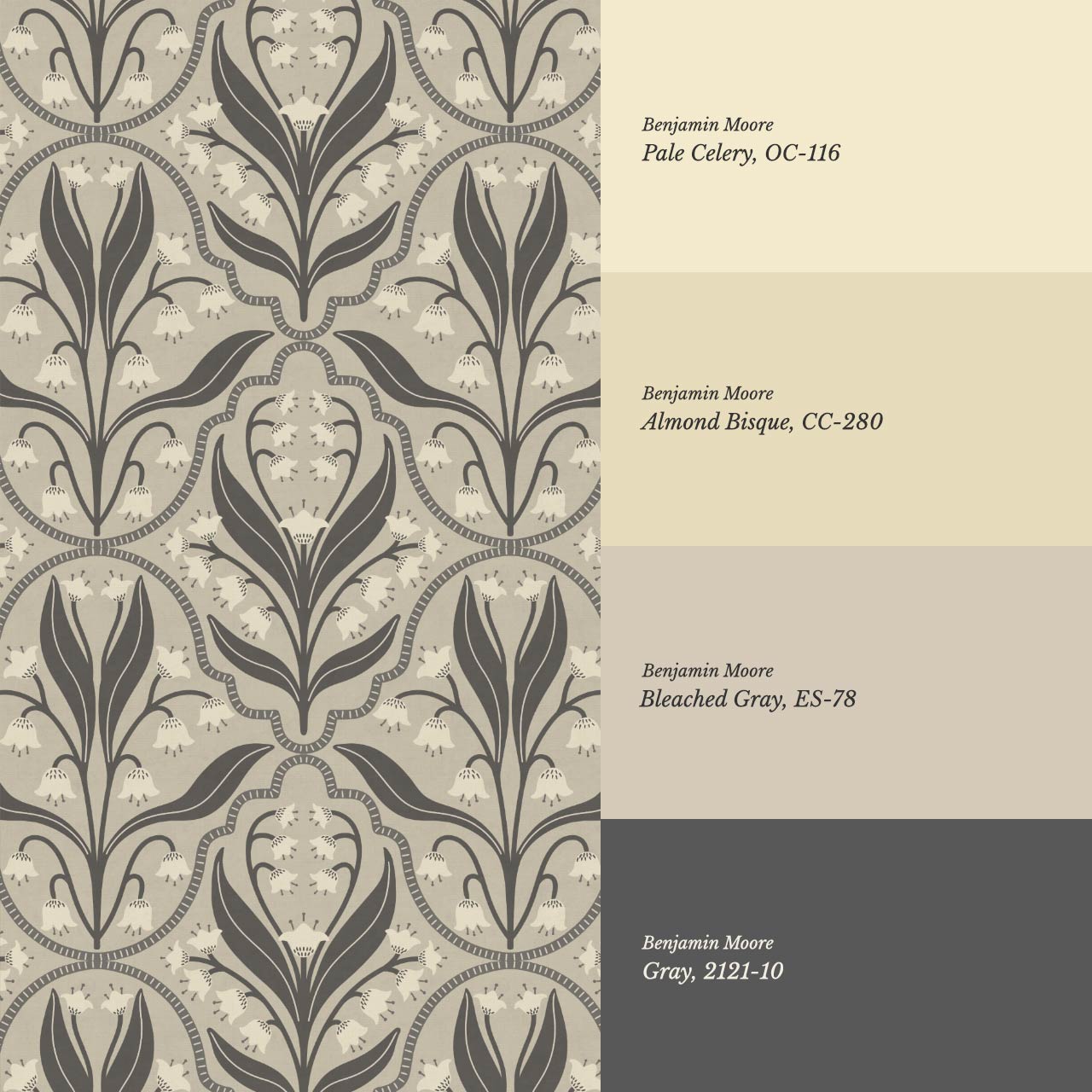 Enara Lily of the Valley Stone Gray Wallpaper