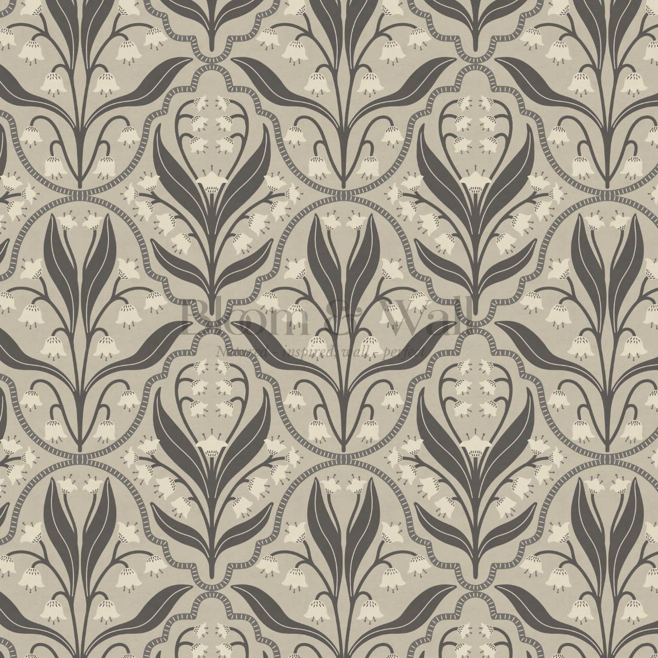 Enara Lily of the Valley Stone Gray Wallpaper
