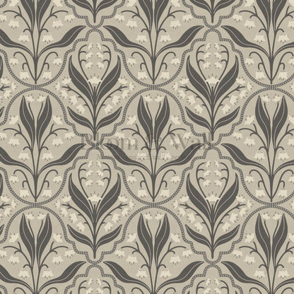 Enara Lily of the Valley Stone Gray Wallpaper