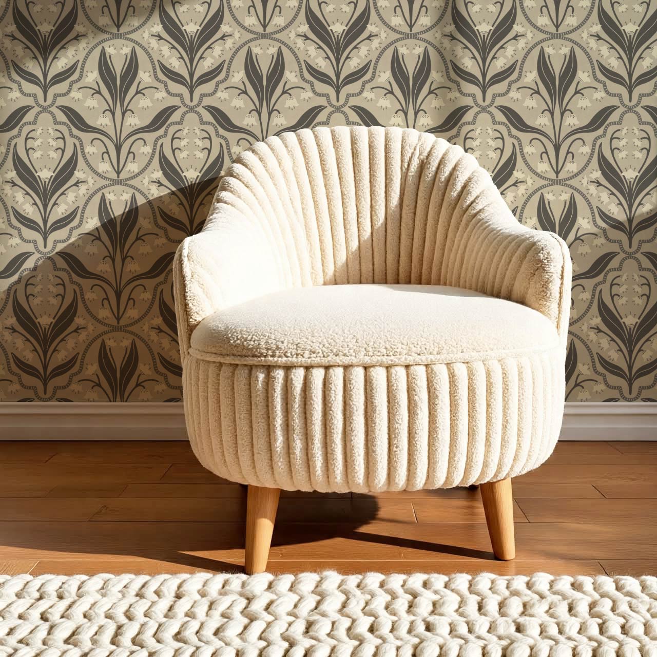 Enara Lily of the Valley Stone Gray Wallpaper