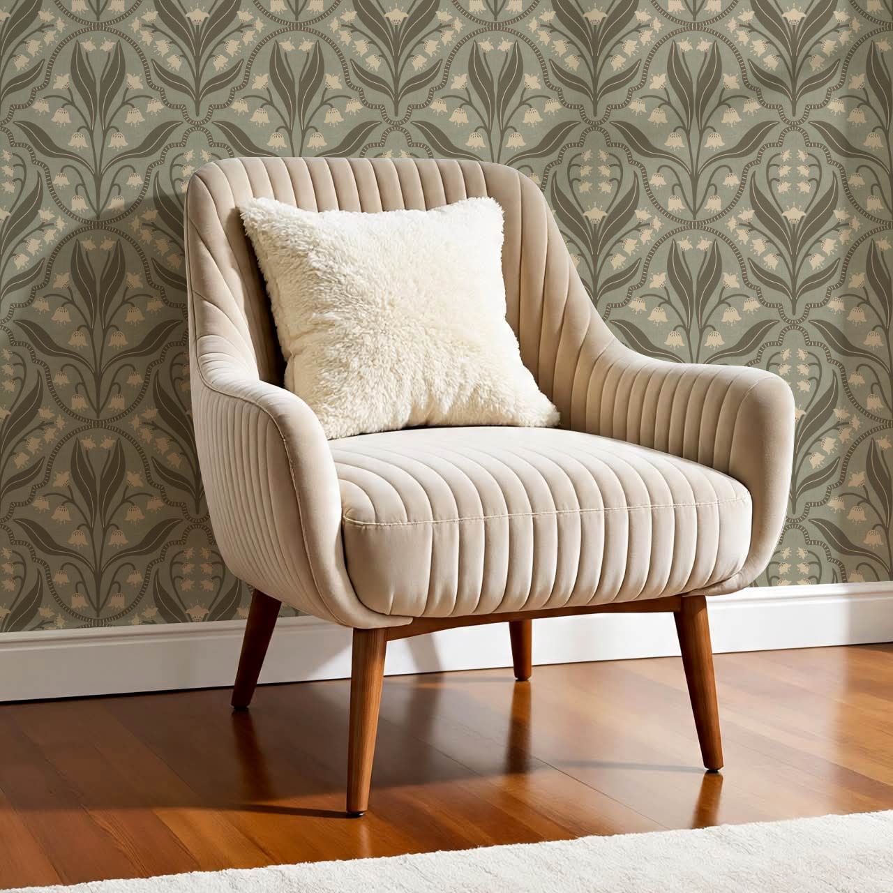 Enara Lily of the Valley Sage Stone Wallpaper