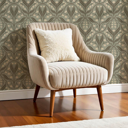 Enara Lily of the Valley Sage Stone Wallpaper