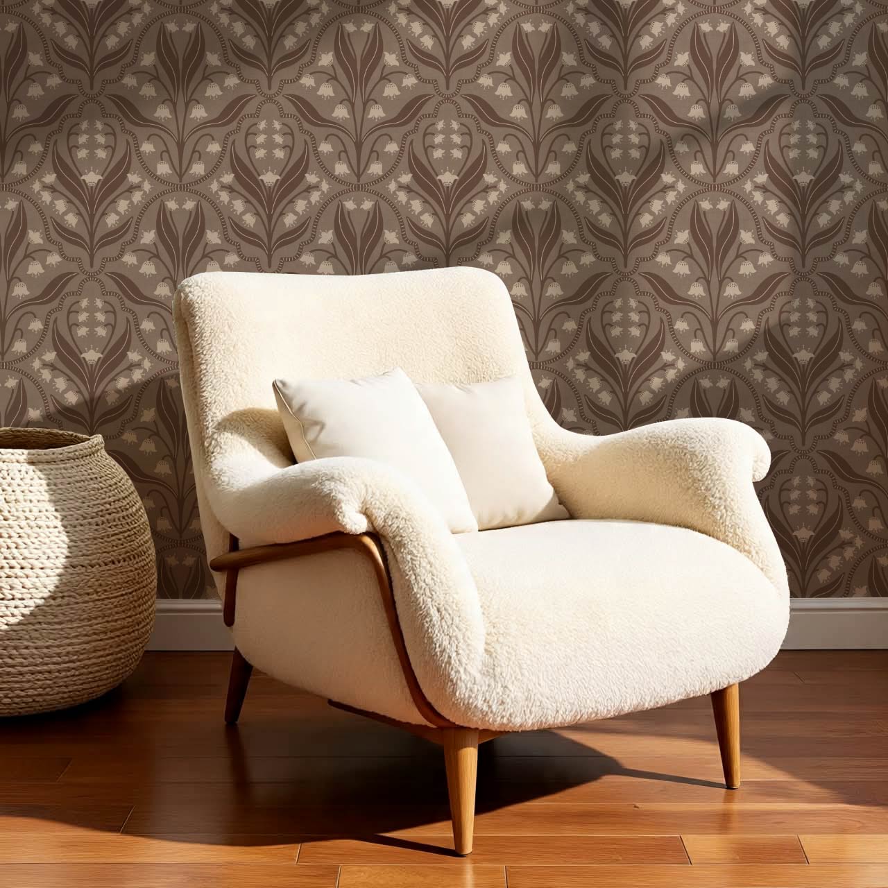 Enara Lily of the Valley Warm Cocoa Earth Wallpaper
