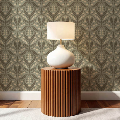 Enara Lily of the Valley Sage Stone Wallpaper