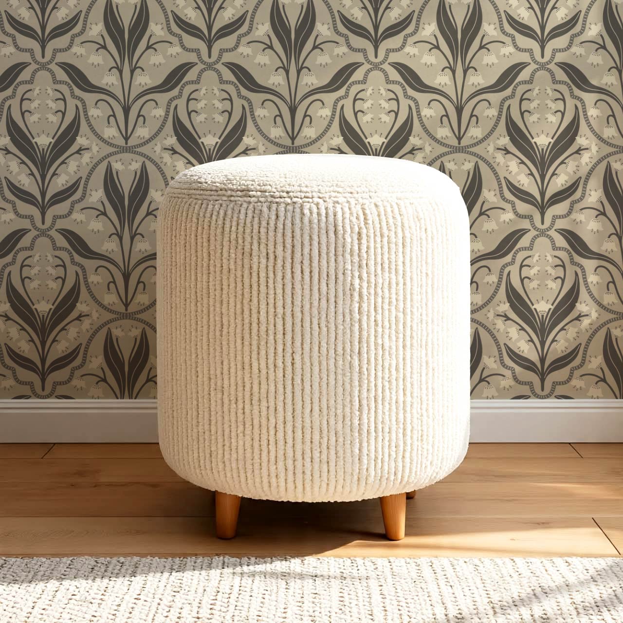 Enara Lily of the Valley Stone Gray Wallpaper