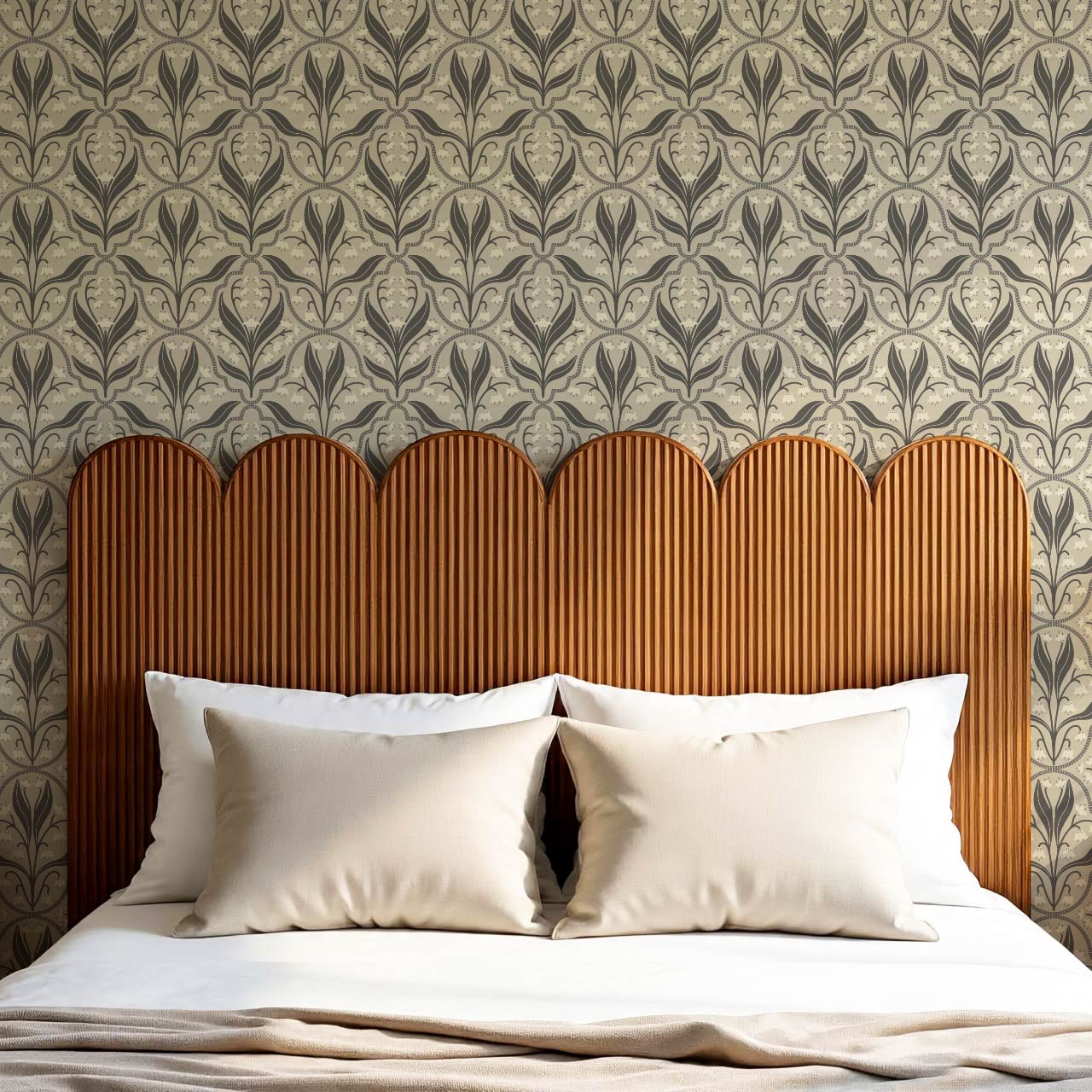 Enara Lily of the Valley Stone Gray Wallpaper