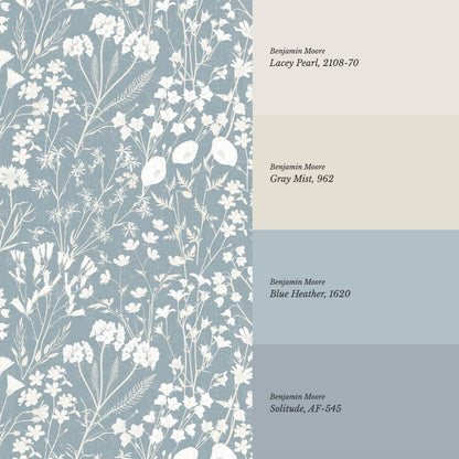 Ene Field Blooms French Blue Wallpaper