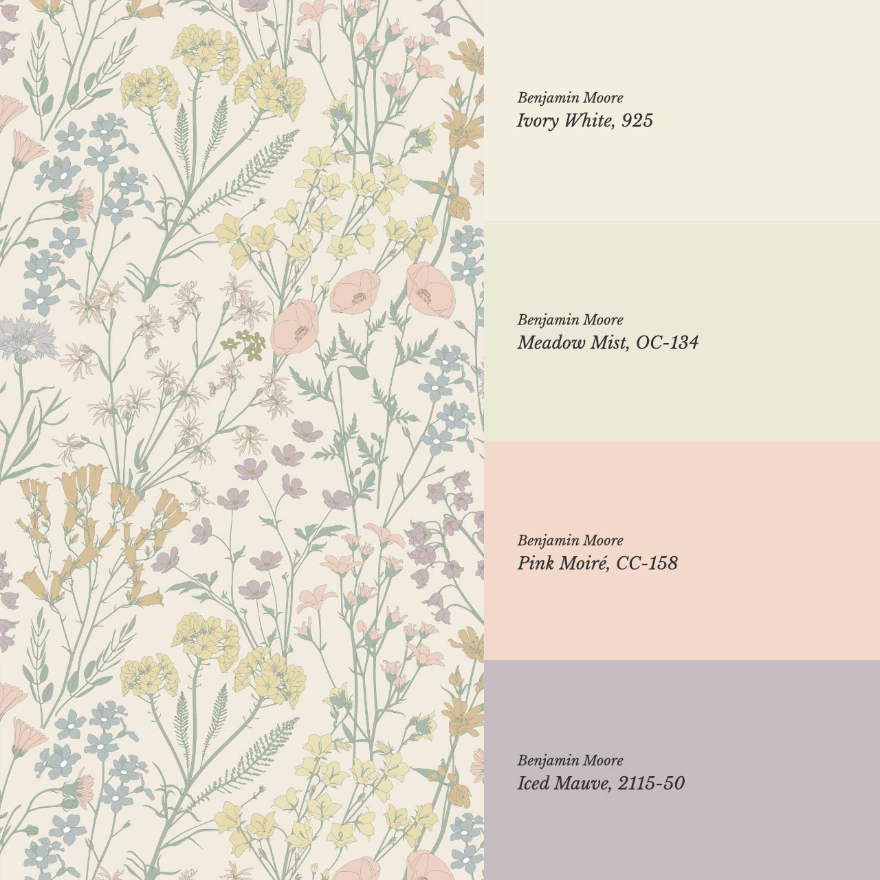 Ene Field Blooms Pastel Cream Wallpaper