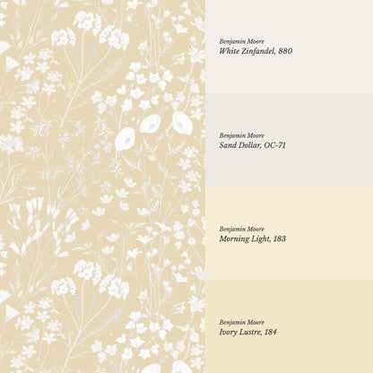 Ene Field Blooms Warm Gold Wallpaper
