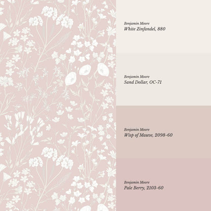 Ene Field Blooms Pink Blush Wallpaper