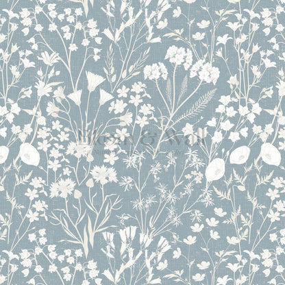 Ene Field Blooms French Blue Wallpaper
