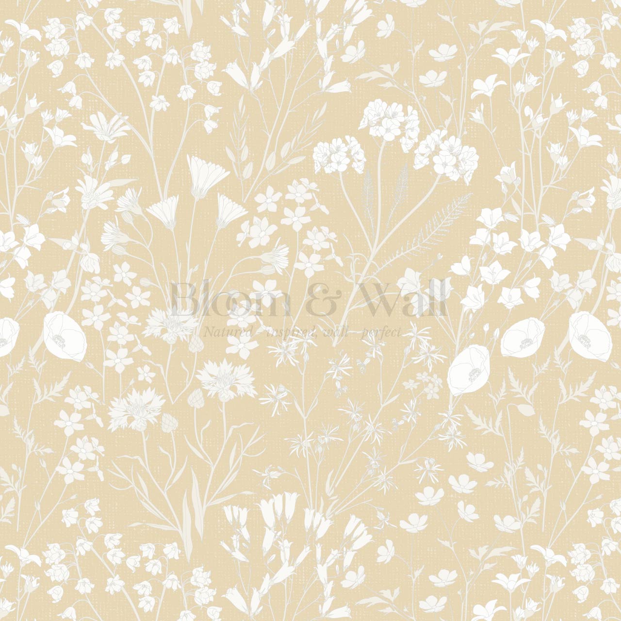 Ene Field Blooms Warm Gold Wallpaper