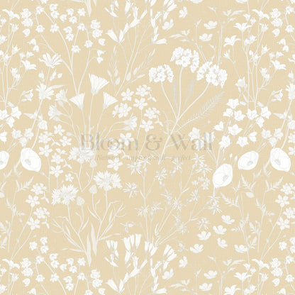 Ene Field Blooms Warm Gold Wallpaper